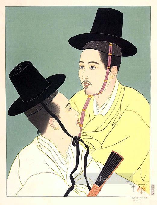 m keen et m lee seoul coree 1951 Paul Jacoulet Asian Oil Paintings